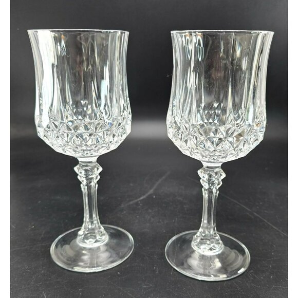 Crystal D'Arc Longchamp Goblets Set With Elegant Faceted Design DH1373 - Picture 1 of 5